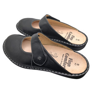 Finn Comfort Stanford Black Leather Clogs Women 11.5 US NNT